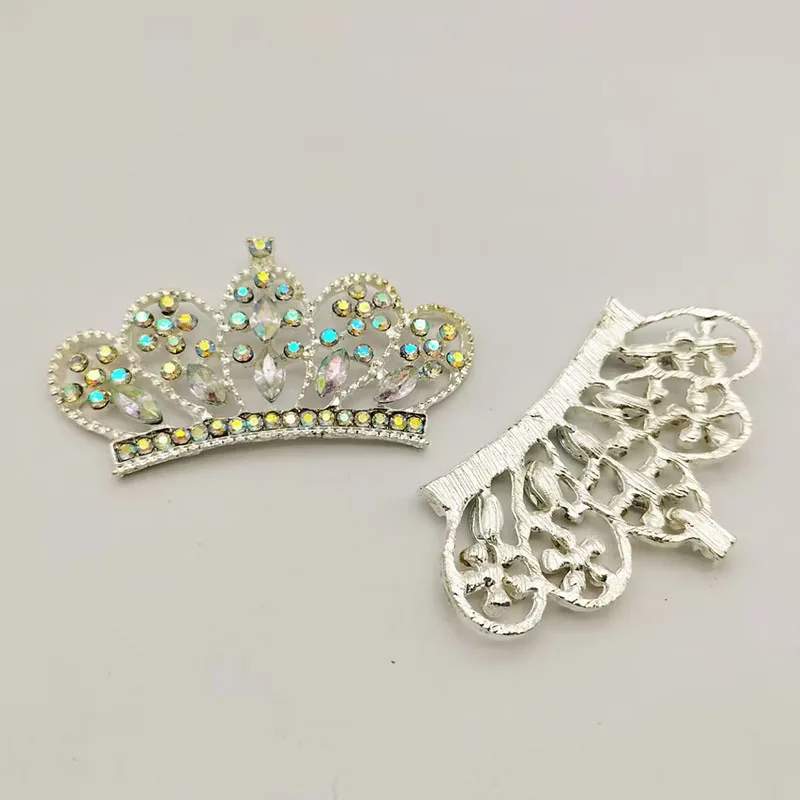 57x31MM Princess Crown AB Rhinestone Button Flat Backs Crystal Tiara Crowns for Bow Embellishment ALRMM042-2