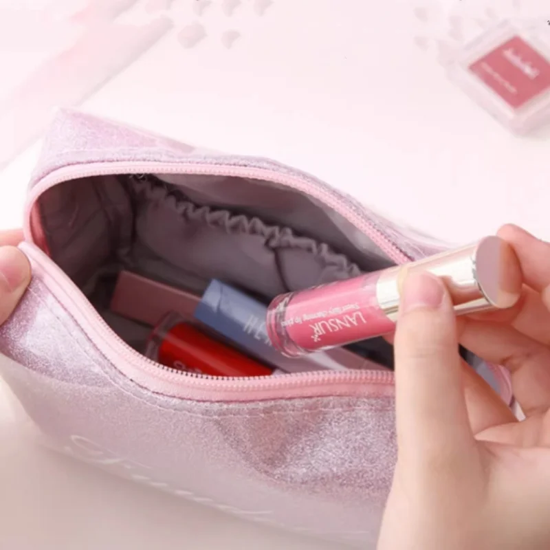 New design makeup brush handbag Jelly color glitter shiny TPU transparent cosmetic bags