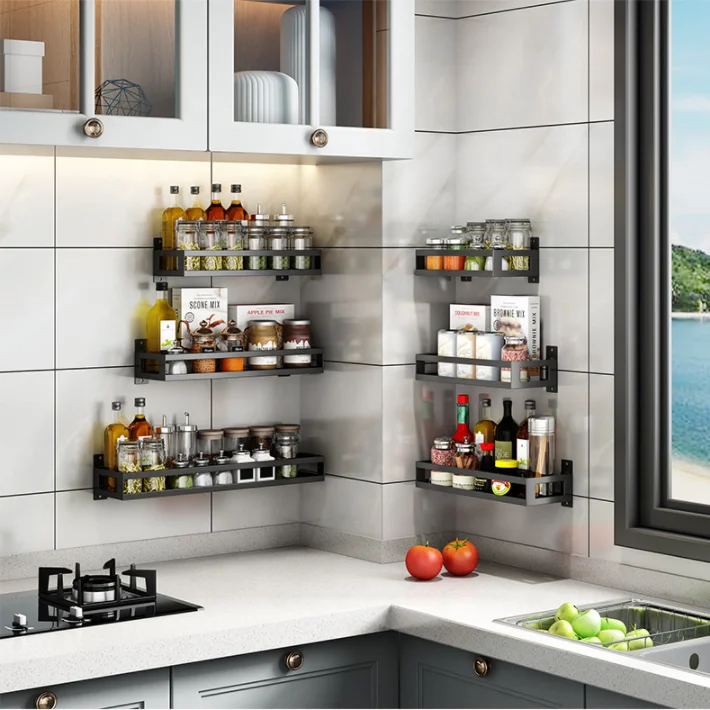 Кухонный стеллаж для приправ из нержавеющей стали настенный специй кухонный Органайзер
