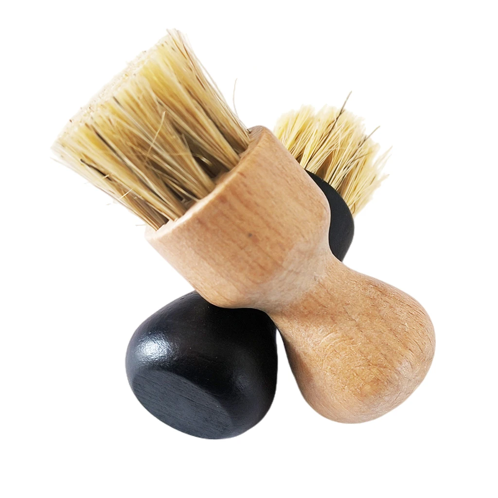 shoe brush natural wooden pig bristle hair horsehair OEM custom logo 100% dauber shoe polish brush factory wholesale
