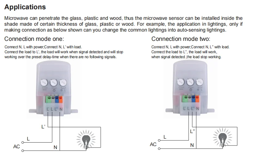 PDLUX PD-MV1017B Hi-precision Digital Microwave Human Motion Detector Switch Sensor For Light Control