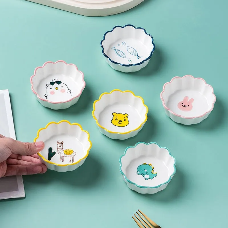 Japanese Creative Home Petal Dish Sustainable Cartoon Animal Snack Plate for Food Sauce Vinegar Oil Dish