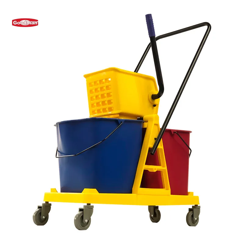PP Plastic Double Bucket Mop Wringer Trolley With Handle