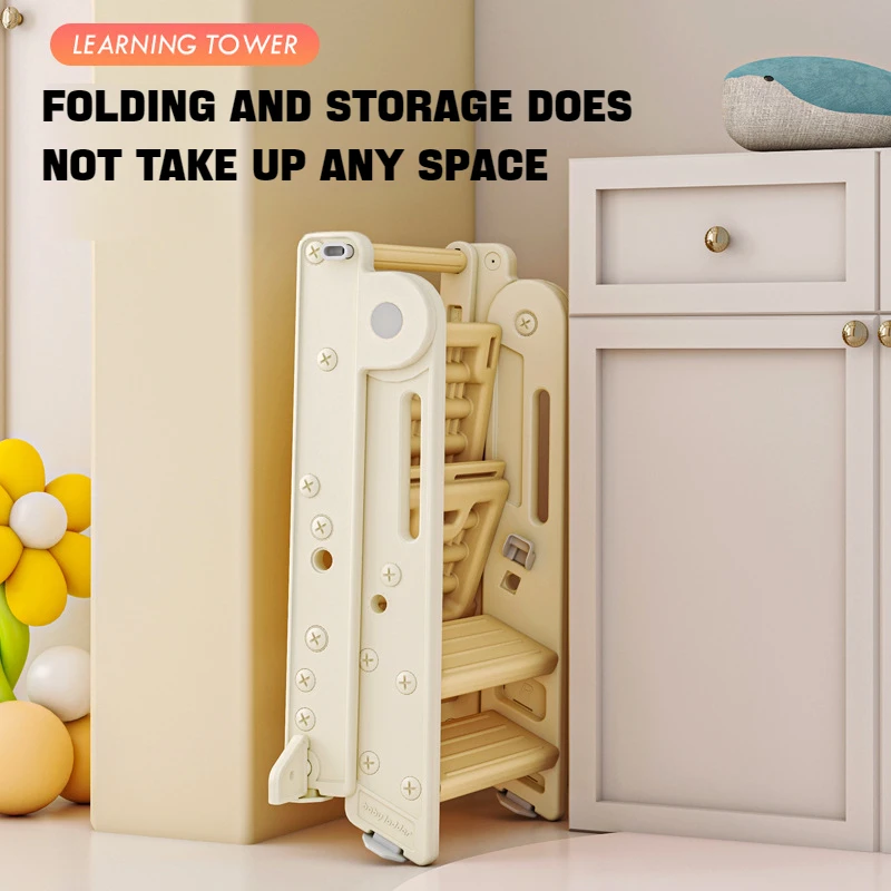 Children standing tower mini toddler home exercise foldable plastic kids kitchen 3 baby step stool with handle