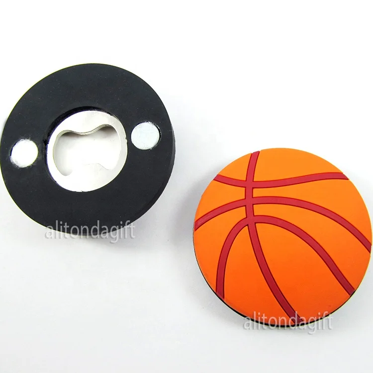 Wholesale promotional basketball football metal bottle opener custom logo shape beer bottle opener for home bar sports activity
