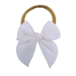 Small Fable Bow with Nylon Headband Hairbands for Toddler Baby Girls Linen Bow Headbands Newborn Kids Hair Bands Accessories