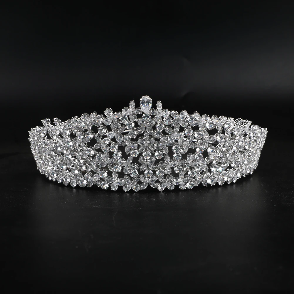 CUNYAN Platinum Plated Zircon Crowns Wedding Crown Headpiece Bridal Hair Accessories Jewelry Women Princess Pageant Crown Tiara