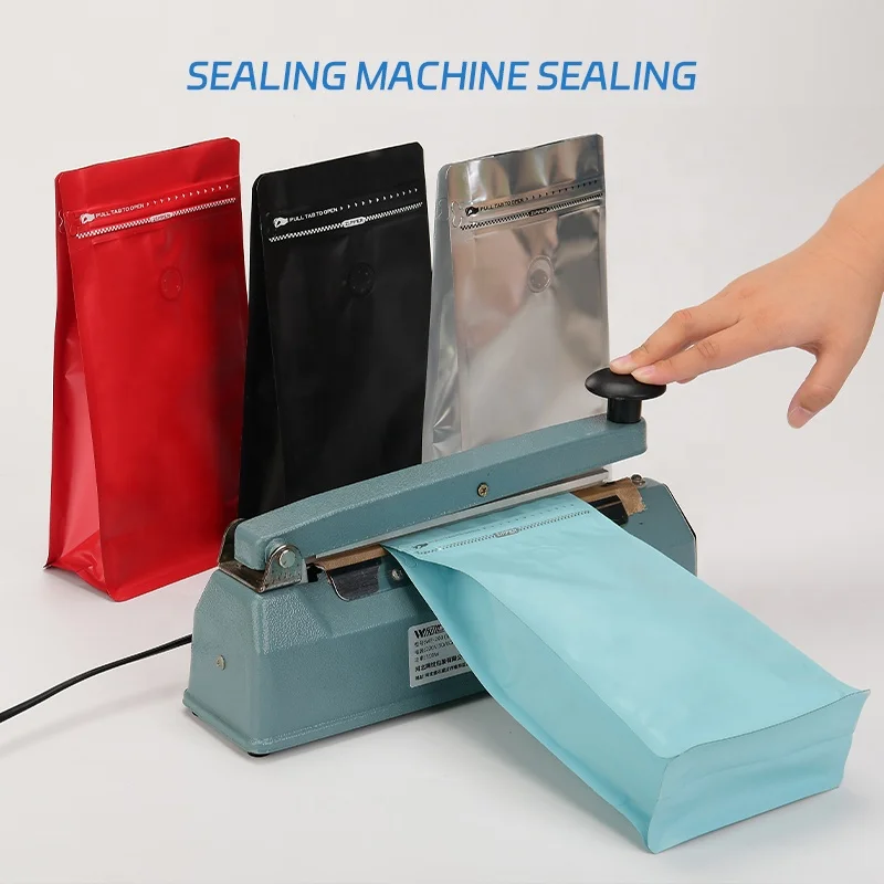 In Stock Heat Seal Side Gusset Flat Block Bottom Coffee Bag With Valve