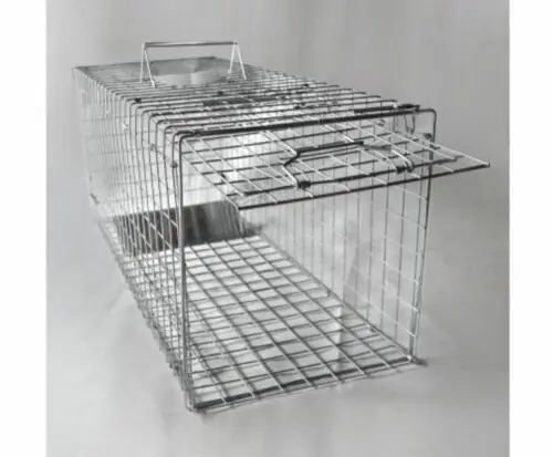 108 X 40 X 45CM SILVER NEW HUMANE COLLAPSIBLE  ANIMAL TRAP CAGE