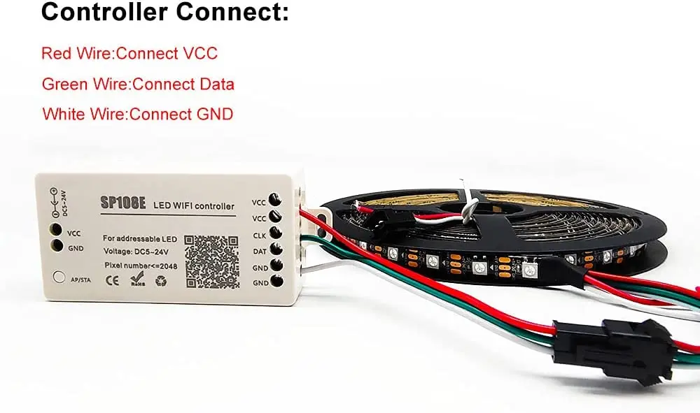 WS2812B WS2812 IndividuaIIy AddressabIe RGB Led Strip Light 20m Kit DC5V Led Transformer Power SuppIy SP108E WiFi ControIIer (60