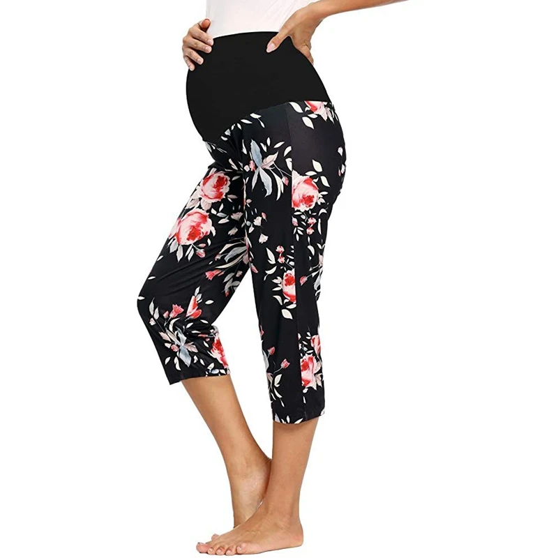  High waist slim ladies maternity dress leggings cropped