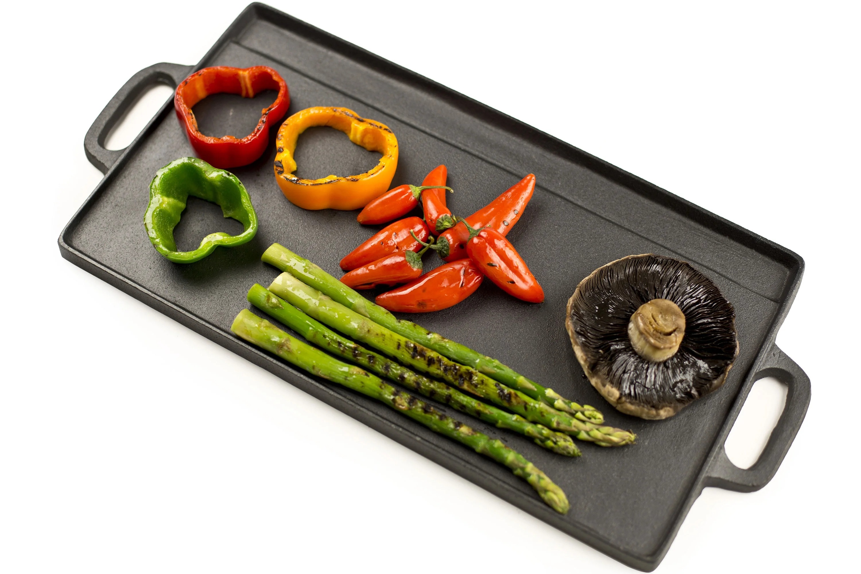 Universal double face rectangular cast iron griddle plate pan