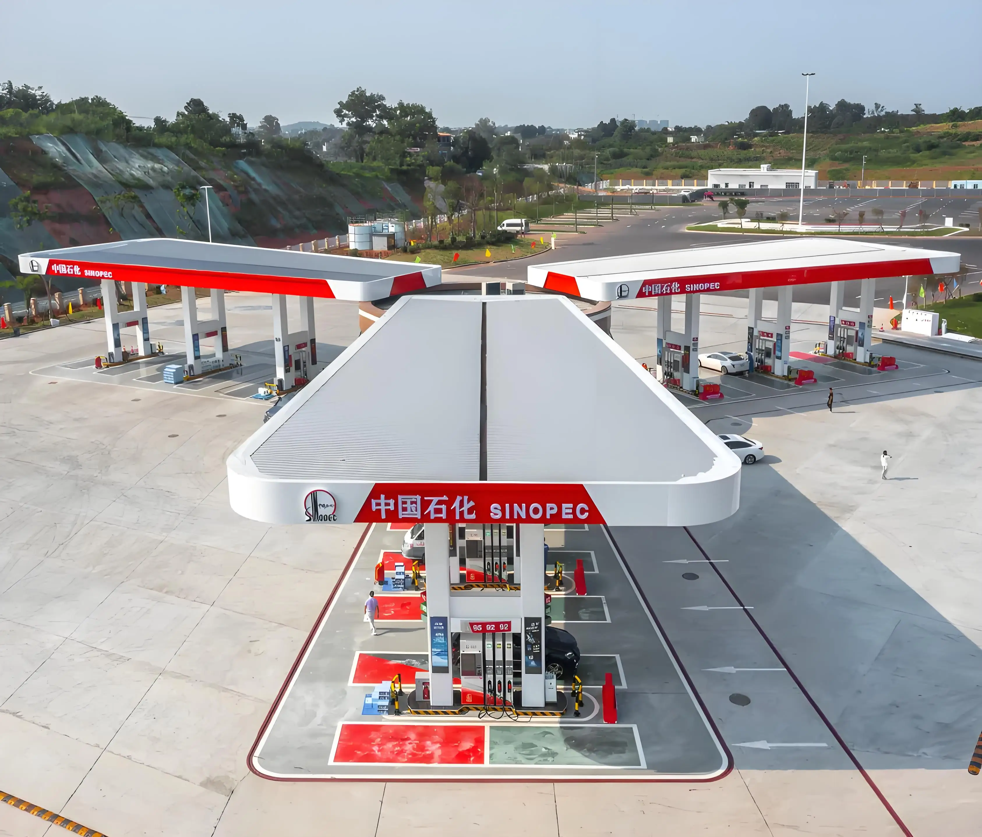 Space Frame Structure Roof Canopy for Gas Stations | Prefab Sunshade Shelter | Customizable Grid Structure for Petrol Station