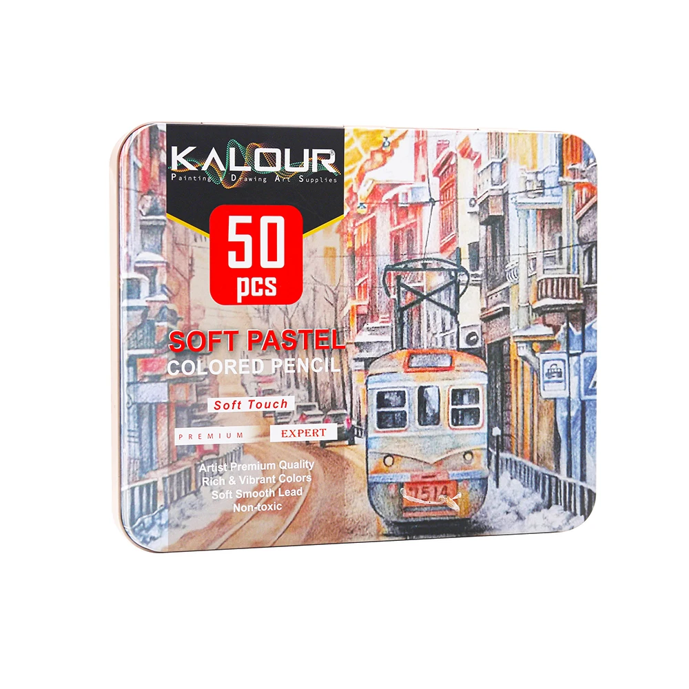 Распродажа, высококачественные яркие цветные мягкие цветные карандаши 50 шт., мягкие пастельные цветные карандаши в жестяной коробке