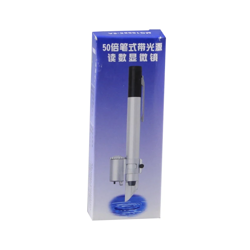 Mini Pocket Pen Microscope Jewelry Loupe LED Light High Magnification Magnifier