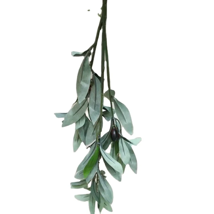 50 cm Artificial Plants Greenery Olive Branches Stems Plants Green Leaves Fruits Branch Leaves Home Office Indoor Outside