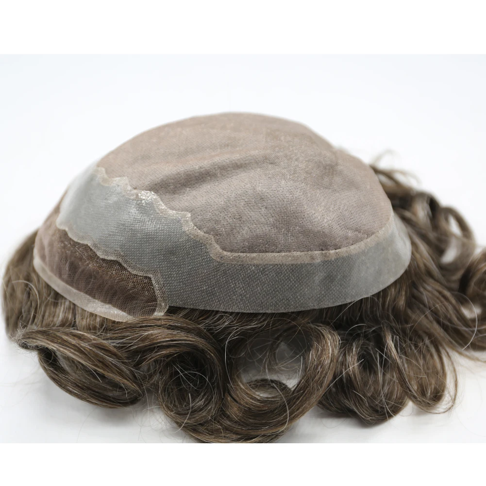 Wholesale Brazilian Virgin Cuticle Aligned Hair Lace Thin Skin Glue Men wigs 100% Human Hair Toupee for Men