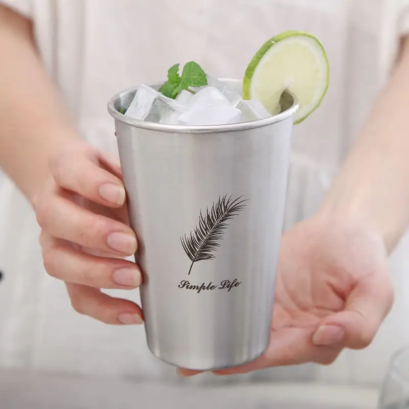 304 stainless steel portable cup student water simple and anti drop beer cup summer cold drink cup