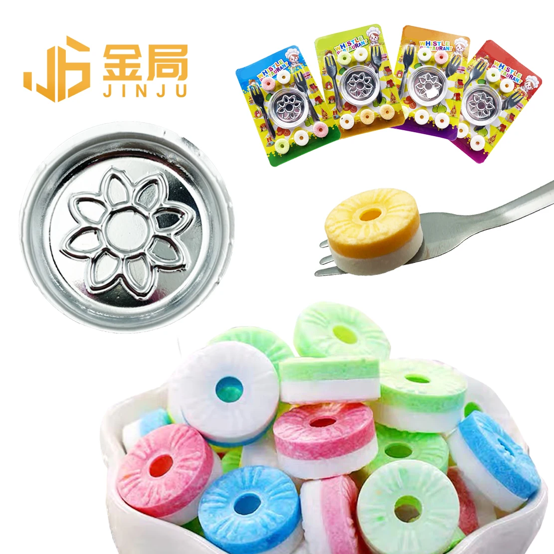 Halal Fruit Flavored Colorful Whistle Restaurant Pressed Candies Whistle Tablet Candy with Tableware