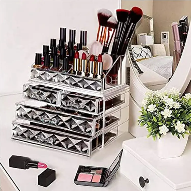 Retail acrylic cosmetic display stand eco-friendly acrylic cosmetic storage box acrylic cosmetic display box