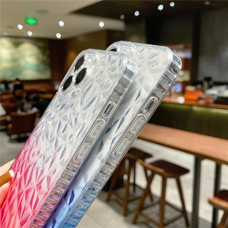 Factory Custom Fashion Diamond Gradient Cell Phone Case Airbag Bumper Armor Protect for iPhone Back Cover