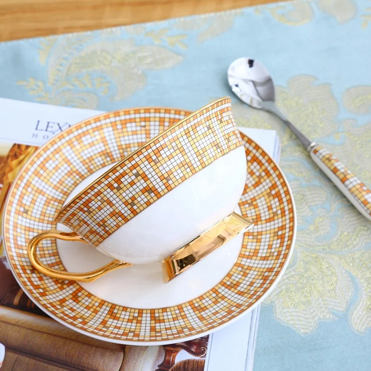 New Bulk new bone china printed ceramic porcelain tea coffee cup and saucer set