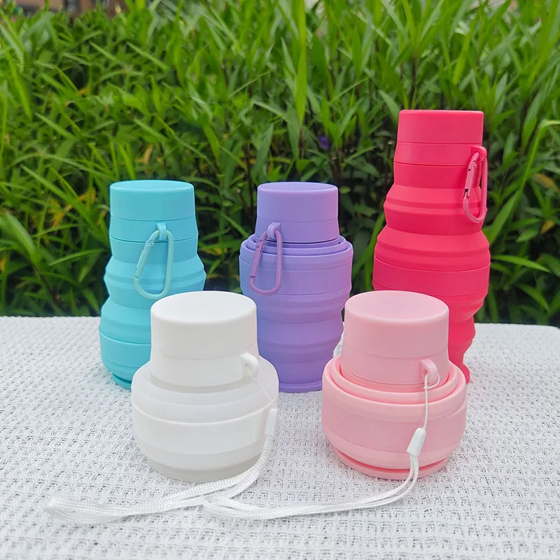 Wholesale Flip-Top Ultra-Packable Leakproof Unbreakable Collapsible Sports Drinkware Silicone Water Bottle For Traveling Camping
