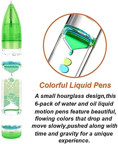 Wholesale Custom Colorful Liquid Motion Bubble Pens Ballpoint Relief Stress Double Colors Liquid Timer Pens Sensory Fidget Toy