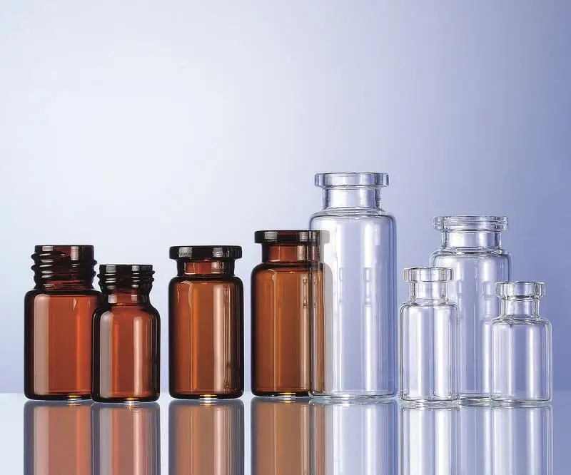 Glass Bottles with Aluminum Caps and Rubber Plug 1-100ml Glass Vial Cheaper Price Screen Printing Cosmetic Clear Round Cap ISO