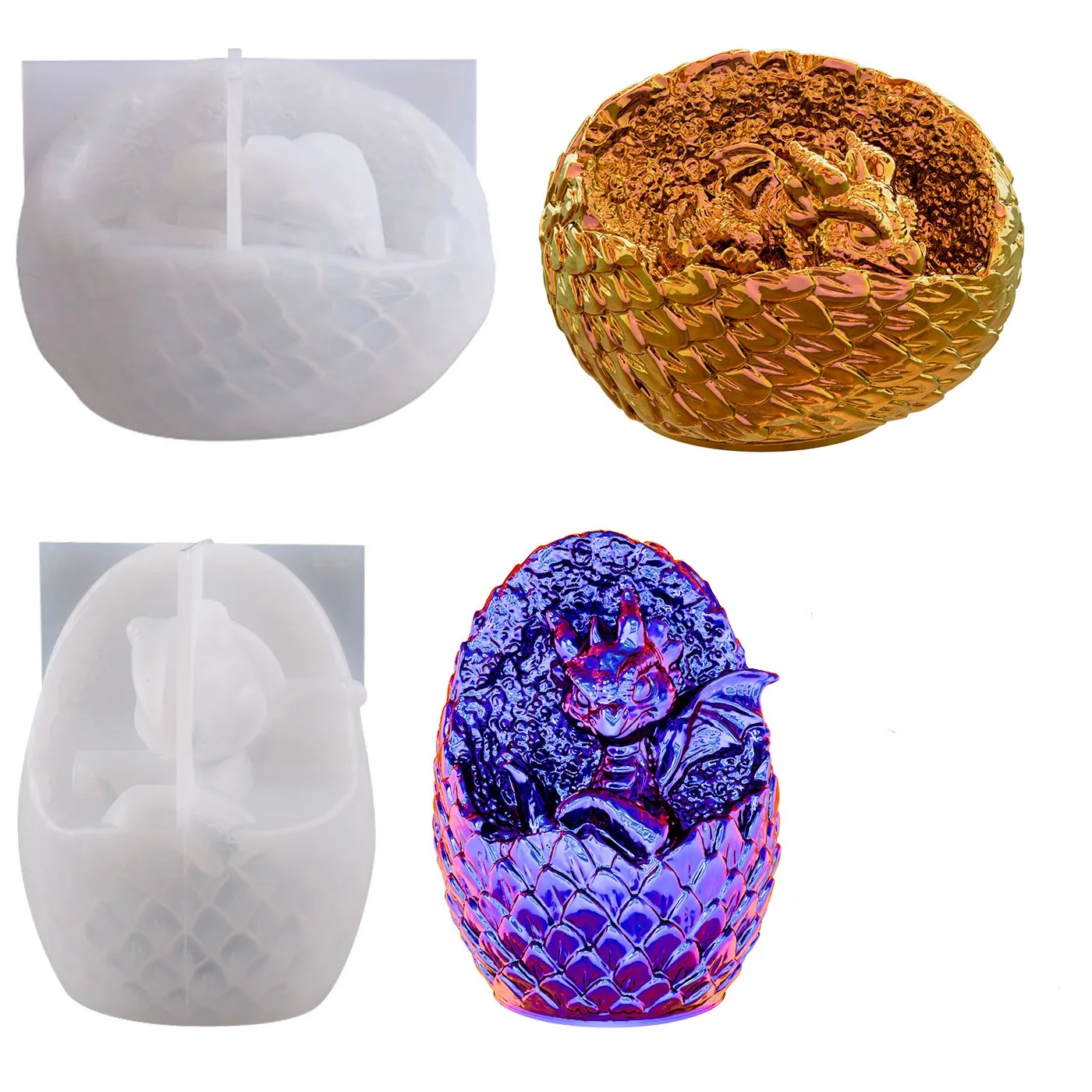 HY 3D Easter Dragon Egg Mold Silicone Dinosaur Mold for Resin Candle Home Decoration Molds