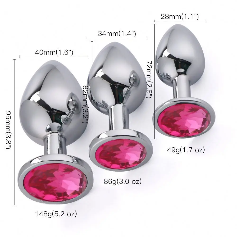 Couple Adults stainless smooth steel butt plug tail crystal sex products shop metal Anal Plug Sex Toys For man and women