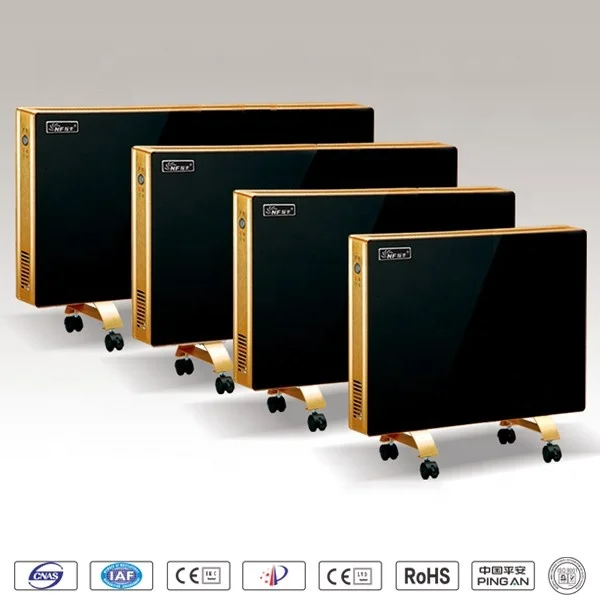 2000W Indoor Tempered Glass Panel Far Infrared Electric Heater With Customized Plug