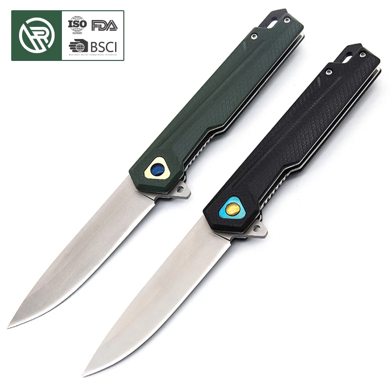Free Sample Wholesale Top Quality D2 Steel Folding Knife G10 Handle Multi Tactical Camping Survival Pocket Knife Hunting Knives