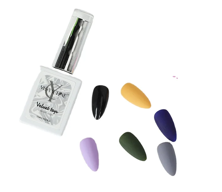 OEM/ODM Private Label Non-stain Velvet Top Coat 15ml  UV/LED Soak Off Gel Nail Polish Free Sample