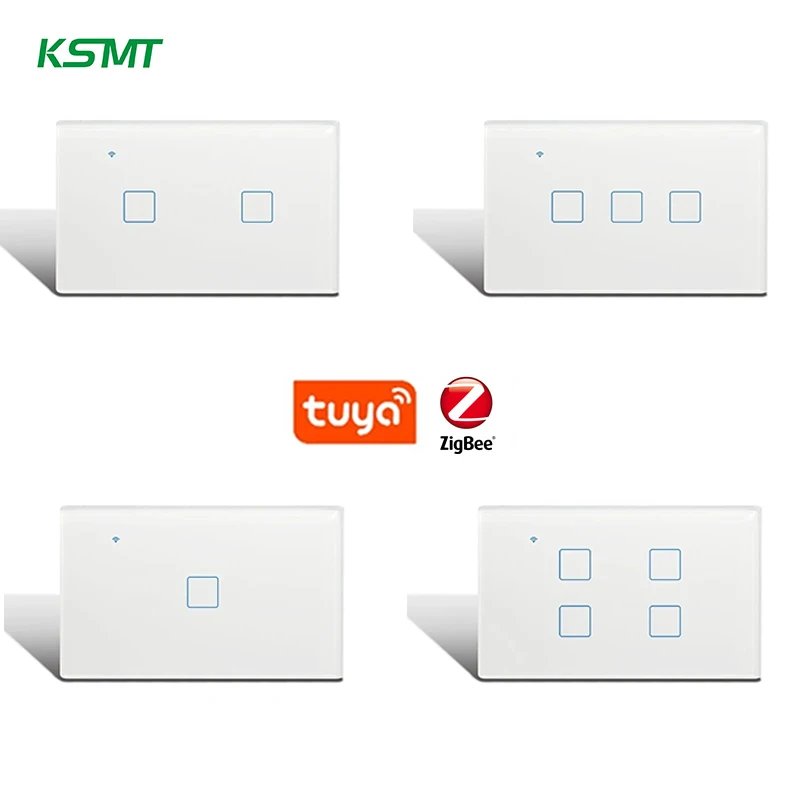 KAISI smart switch US standard smart wireless switch 118 type zigbee smart 4 gang glass touch panel switch Vietnam Thailand