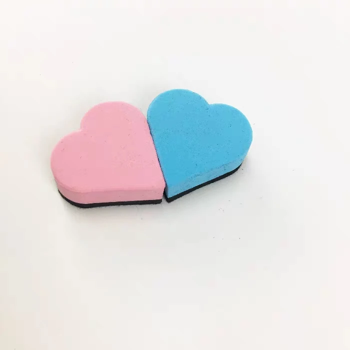 Removable whiteboard eraser for school office custom design mini heart shape magnetic dry erase whiteboard eraser