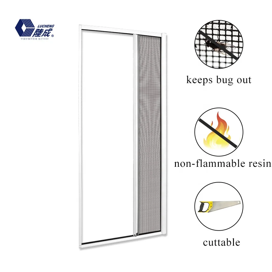 Wholesale  Retractable Screen Door with aluminum frame Roller screen Sliding bar roller screen door