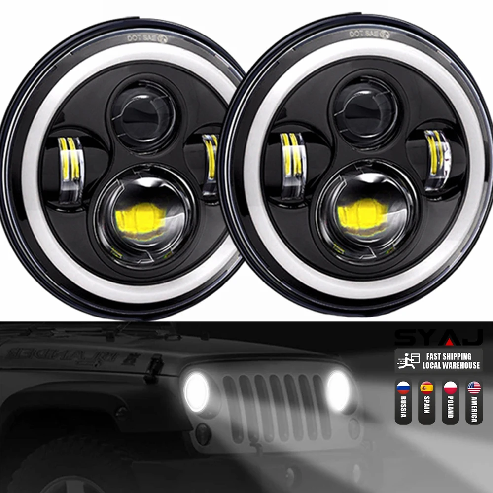 Car Led 7 inch Led Headlight For Lada Niva 4X4 Uaz Hunter For Land Rover Defender for Nissan Patrol Y60 For Mazda Miata MX5