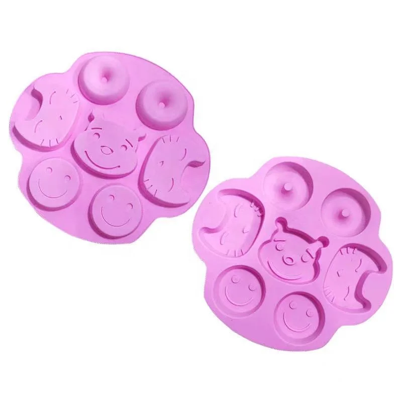 
Factory Free Sample 6 Hole Smiling Face Bear Cat Shape Silicone Candle Molds Silicone Cake Mold Soap Making Molds 
