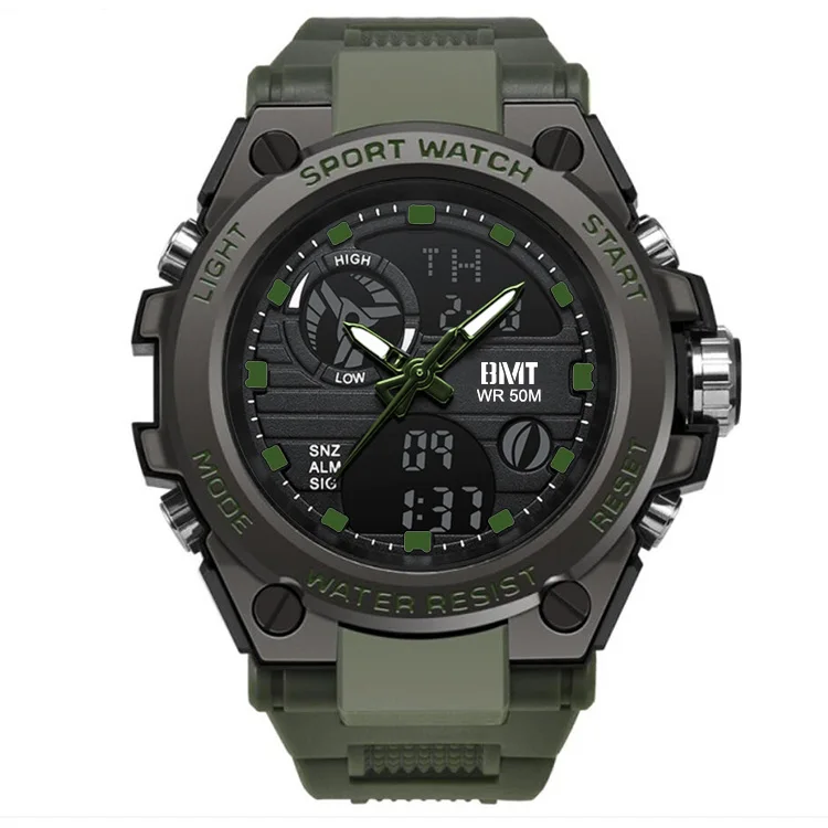 Men Shockproof 5 BAR Waterproof Outdoor Sports Luxury Alarm Clock Chronograph Dual time Analog digital watches for men