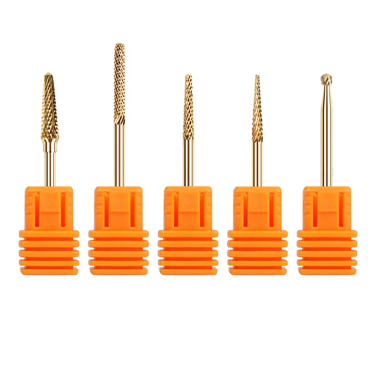 Safety  Gold Tungsten Steel Nail Drill Bits Burr Milling Cutter