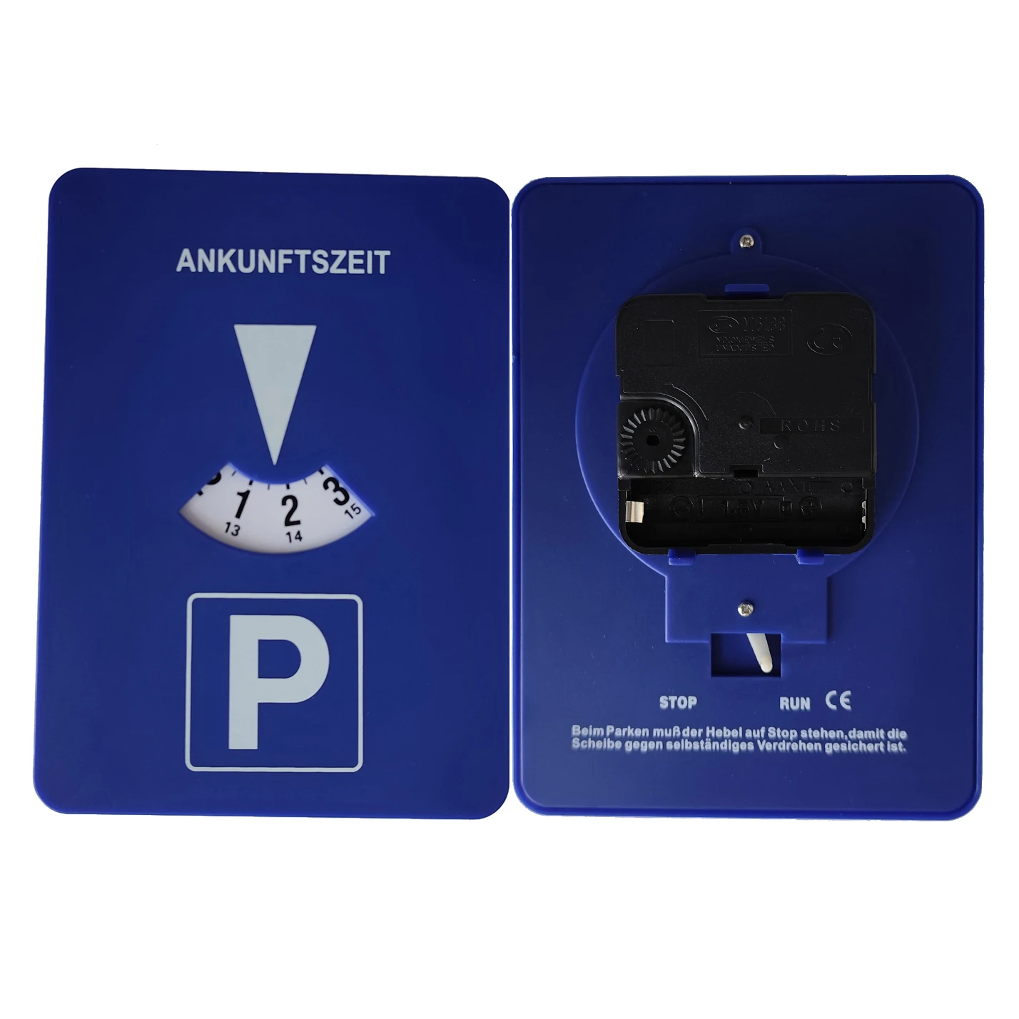 Plastic square blue car parking card automatic digital electronic parking disc parking timer clock for europe germany