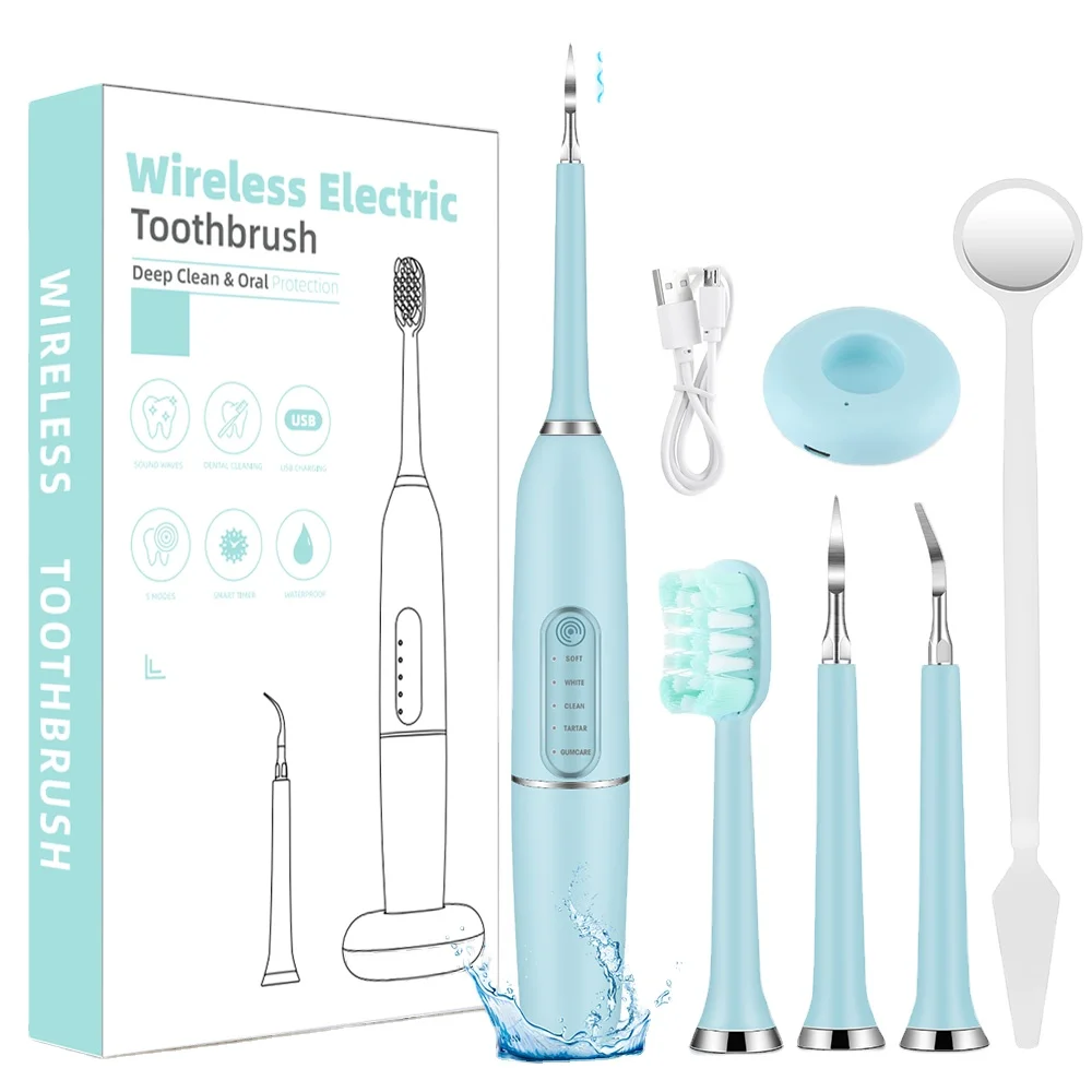 Teeth Whitening Kits Tartar Plaque Calculus Remover Tooth Cleaner Electric Dental Scaler with Toothbrush