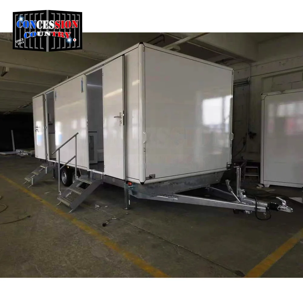 Concession Country outdoor public portable mobile toilet restroom on site trailers Western Style Toilet Trailer For Sale