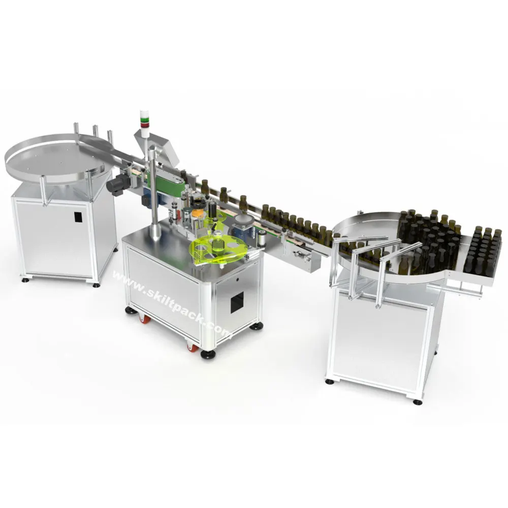 Glass bottle sprayer vertical type labeling machine with two turntables