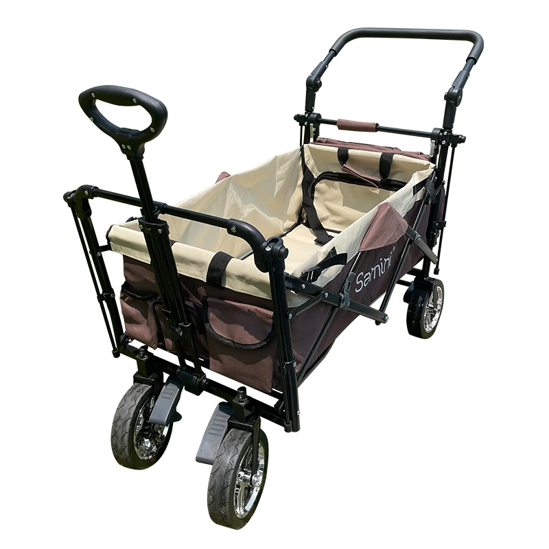 2 in 1 Foldable Camping Wagon Cart Outdoor Carry Kid Baby Stroller Cargo Wagon Stroller Waterproof Canopy Shopping Travel
