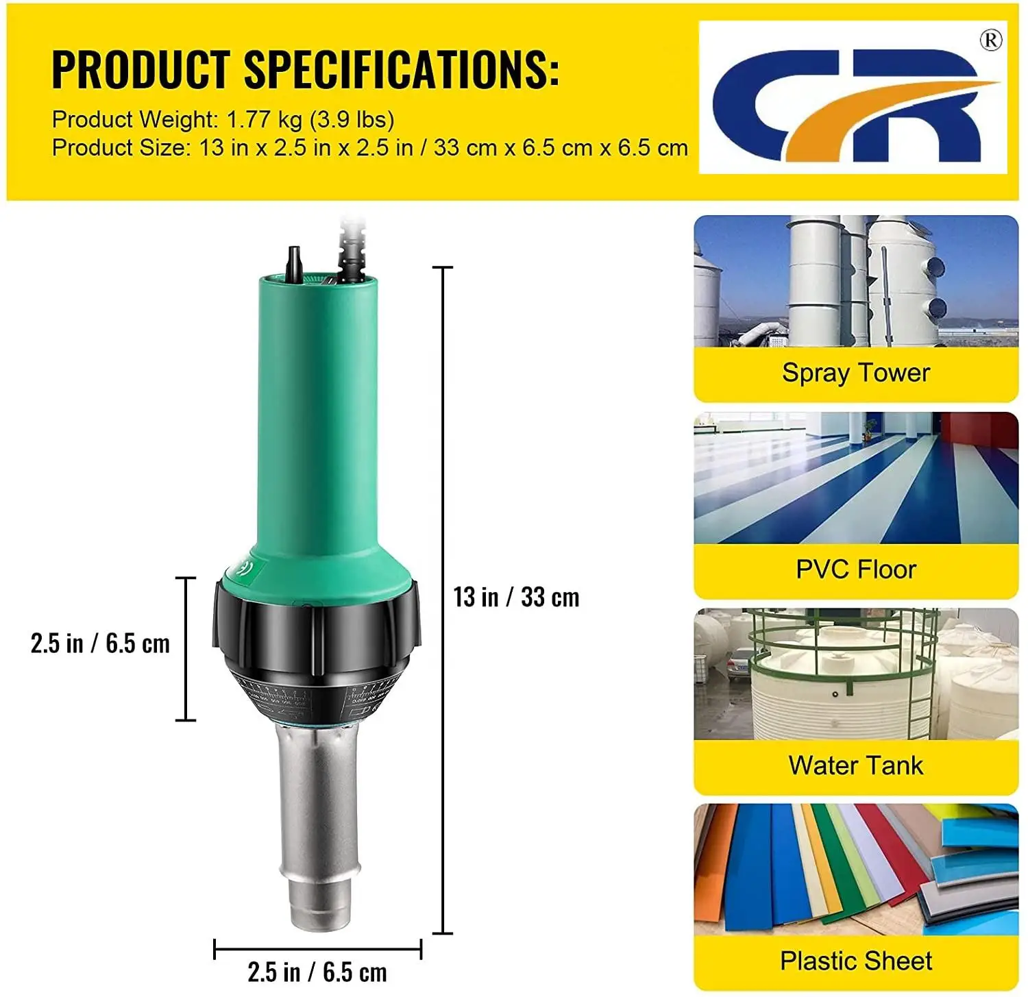 ChingRay 1600w Heat Industrial Gun for Welding and Repairing Geomembranes in Water Reservoirs