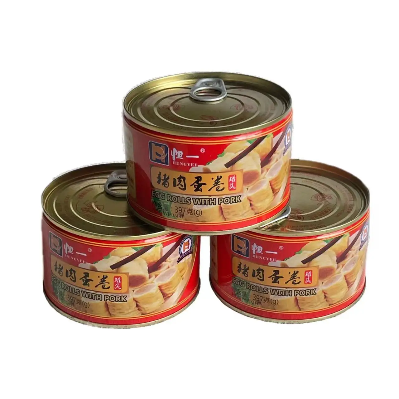 hot sale factory direct sale canned meat pork meat egg rolls 397g canned egg rolls with pork canned food