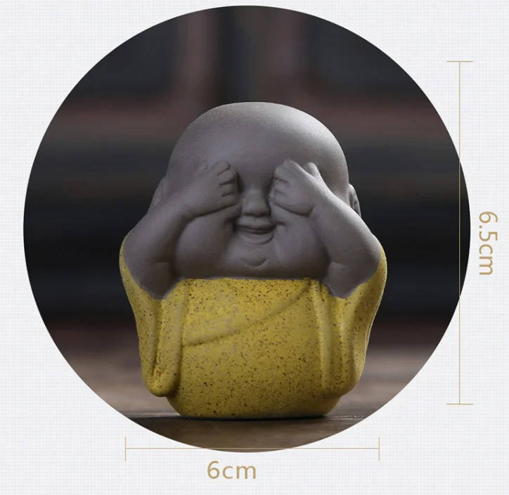 Chinese Pottery ornaments furnishing articles fat clay accessories ceramic little novice monk tea pet young laughing buddha b