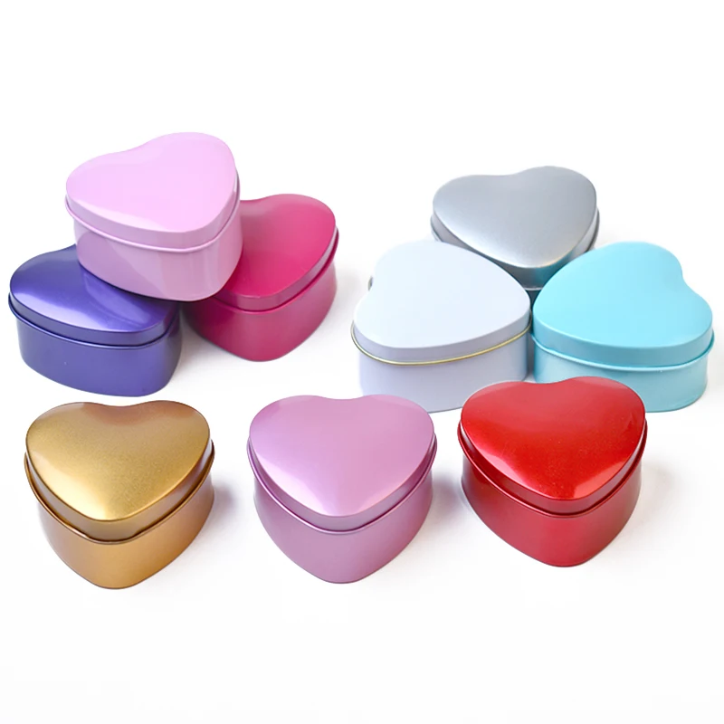 Hot Sale Heart Shape Small Tin Boxes Chocolate Metal Jars Wedding Gift OEM Reusable Packaging Can
